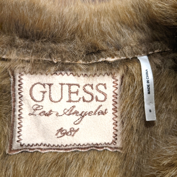Guess Los Angeles faux fur faux suede western style vest, size small - Picture 4 of 12